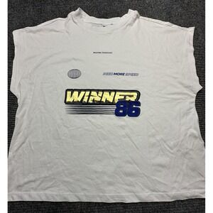 Noisy May Shirt Womens XLarge White Winner 86 Graphic Tee Short‎ Sleeve Organic